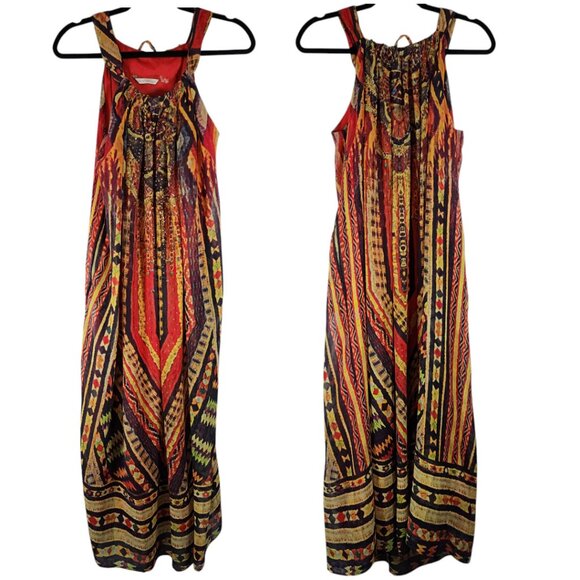 Soft Surroundings Tribal Print Beaded Maxi Dress Petite XS - Picture 1 of 14